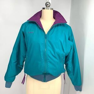 COLUMBIA teal purple reversible bumper jacket sz m womens